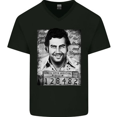 Pablo Escobar Becher Shot Herren V-Ausschnitt Baumwolle