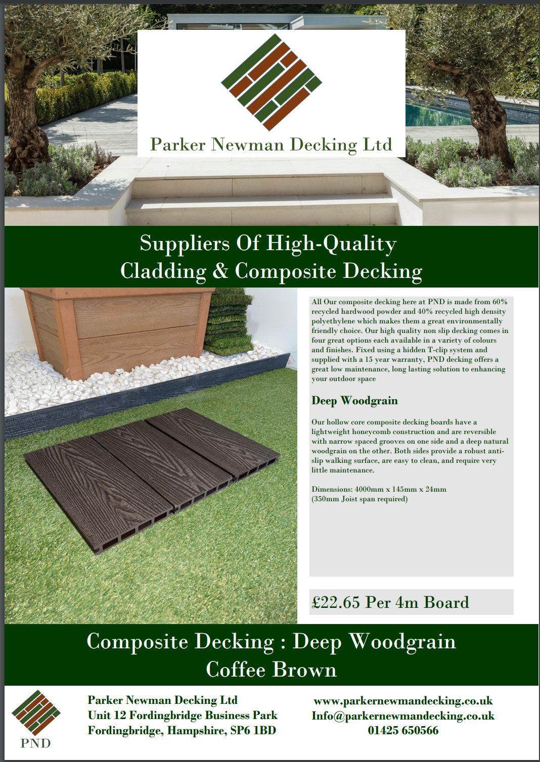Dark Brown Composite Decking Boards
