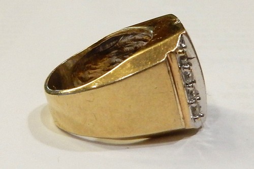 23 Round Square Pave Diamond set 10k Yellow gold, 13mm Wide Band Estate Ring 6 - Picture 10 of 20