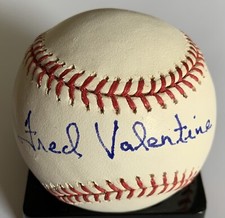 Fred Valentine 1959-1968 Baltimore Orioles - Senators Signed ML Baseball COA
