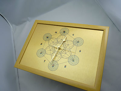 Metatrons Würfel Wanduhr, Blume des Lebens in äußeren Kugeln, leise anti-tickend