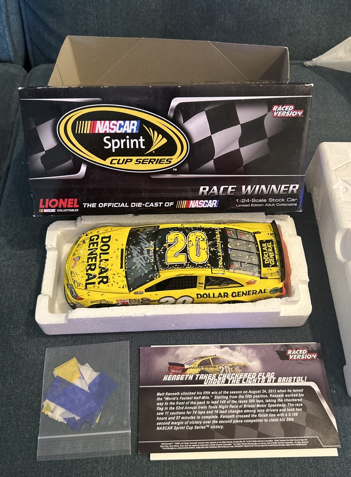 MATT KENSETH 2013 #20 DOLLAR GENERAL Bristol Win Autographed, 1/24 # 1 Of 96