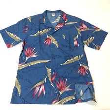 VTG Jantzen 80s Hawaiian Shirt Blue Floral Button Down Men’s M USA made EUC