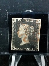Great Britain 1840 Penny Black Queen Victoria First Stamp Used #6779