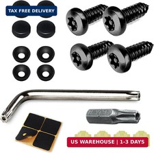 4 Set Black Anti Theft License Plate Screws Kits, Rustproof Stainless Steel Car