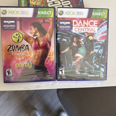Lot of 2  Kinect Microsoft Xbox 360 Zumba Fitness and Dance Central New/Sealed