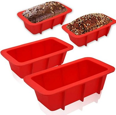 2 Pack Silicone Loaf Pan Rectangle Bread Baking Mold Set for Homemade Cake Bread