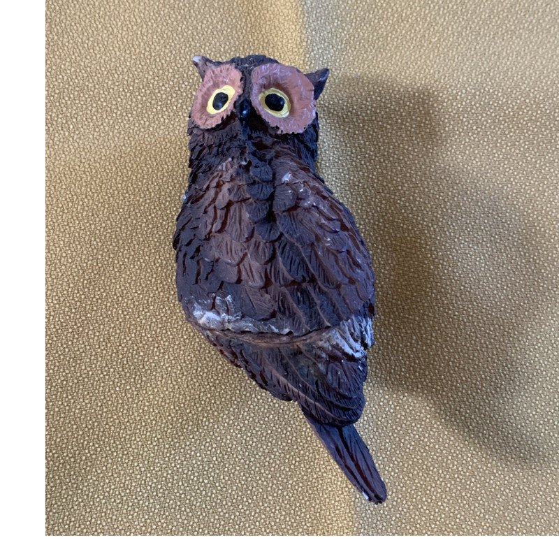 Resin Owl Figurine Collectible Brown Bird Sculpture Made in China