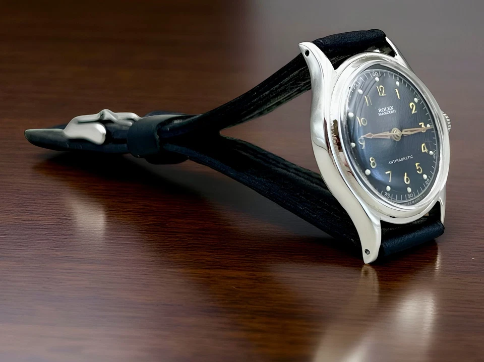 VTG ROLEX MARCONI ATIMAGNETIC BLACK DIAL NICKEL PLATED CASE Ø 31,9mm CIRCA 1930 - Image 3 of 4