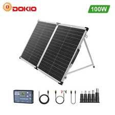 Dokio 100W Portable Foldable Solar Panel Kit for Car Battery/RV/Garden/Home