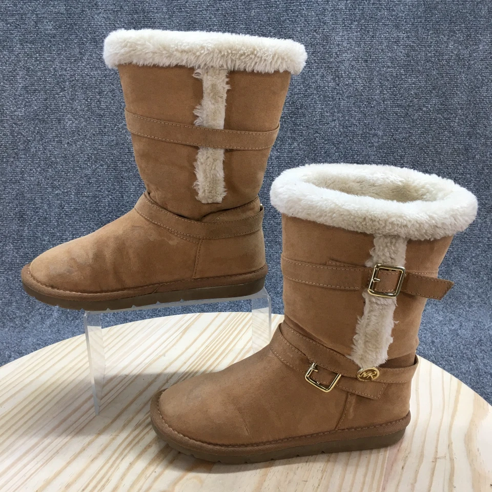 Botas Michael Kors Juveniles 4 Shyla Piel de Oveja Tostada Tela Pull On Informales Media Pantorrilla Foto 4 de 4