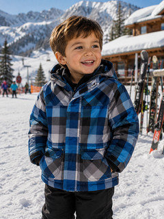 Cherokee Winter Coat and connected fleece Toddler Boys blue plaid 3T EUC