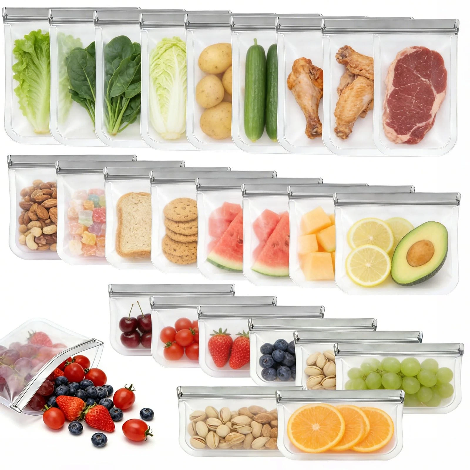 24 Pack Silicone Bags for Food Storage,Reusable Silicone Food Storage Bags,Fr...
Opens in a new wind