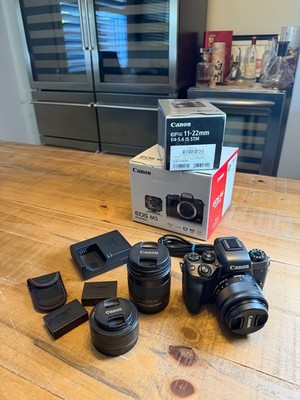 Canon EOS M5 Camera Bundle w/ 15-45 , 11-22 & 22mm Lenses, 2 Batteries, Remote