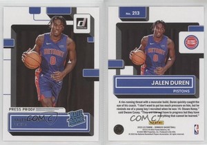 2022-23 Panini Donruss Rated Silver Press Proof Jalen Duren #213 Rookie RC