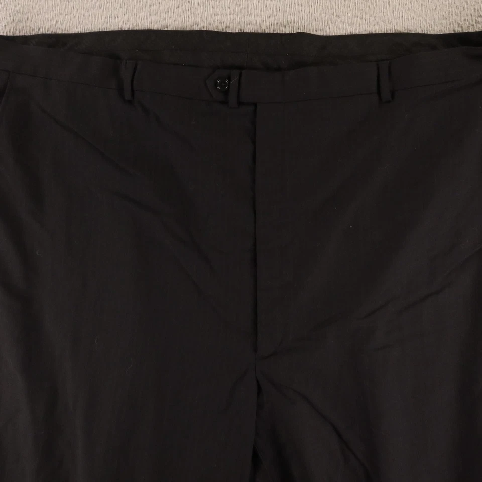 Wool Blend Dress Pants Mens 54x29 Black Flat Front Lined Classic Formal Trousers - Image 3 of 4