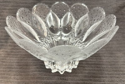 Vintage 1980 Lausitzer Glas Dew Drops 24% Lead Crystal German Footed Fruit Bowl