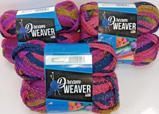 Rainbow Sashay Yarn Silver Accent Pink Purple Blue Dream Weaver 6 Skeins Mambo