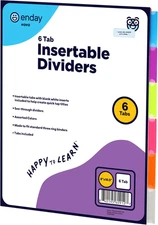 6 Dividers for 3 Ring Binder Standard Index Folder Dividers, Plastic Multicolor 