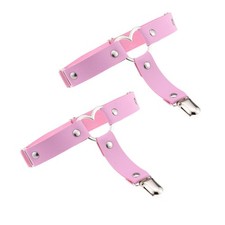 2 PCS Adjustable Elastic Thigh Garter Belts Punk Gothic Heart Metal Clip