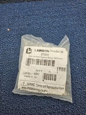 (QTY 5) Lawson Products 57505: 1/4 x 1/4 Psh Connect Brass Male Connector