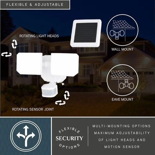 Solar Outdoor Security 1200 Lumens 120-Degree Black Motion Sensing Dusk to Dawn - Picture 13 of 13