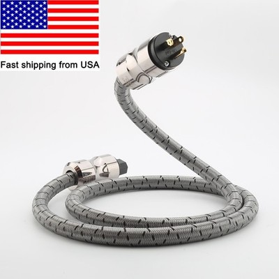HiFi Audio Power Cable Audiophile US EU Schuko Amplifier Power Cable Cord 1m