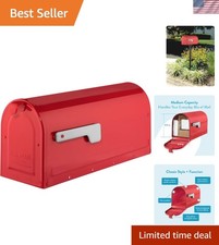 Stylish Red Medium Mailbox with Secure Magnet...