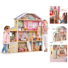 Spacious 4-Level Majestic Mansion Dollhouse with 34 Accessories – Gift for Kids