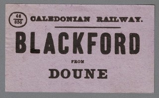 CALEDONIAN RAILWAY LUGGAGE LABEL BLACKFORD from DOUNE (46/856)