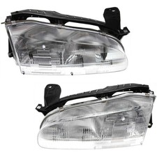 Left And Right Headlights For Geo Prizm 1993-1997 Halogen With Bulbs Base Lsi