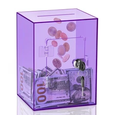 Clear Piggy Bank for Adults Kids, Large Acrylic Piggy Bank Money Saving Box f...