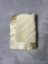 Vintage Carter's Solid Yellow Minky Dot Satin Trim and Back Baby Blanket Lovey