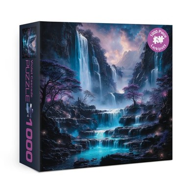 1000 Piece Fantasy Purple Waterfall Cascade Magical Forest Scenic Jigsaw Puzzle