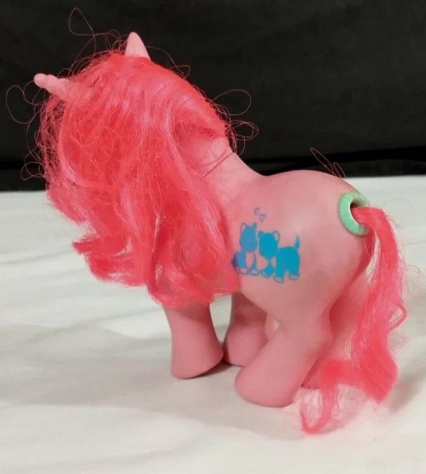 My little happy tails pony Tobby - unicorn yellow eyes pink w/red hair 1987-88  - Image 3 of 4