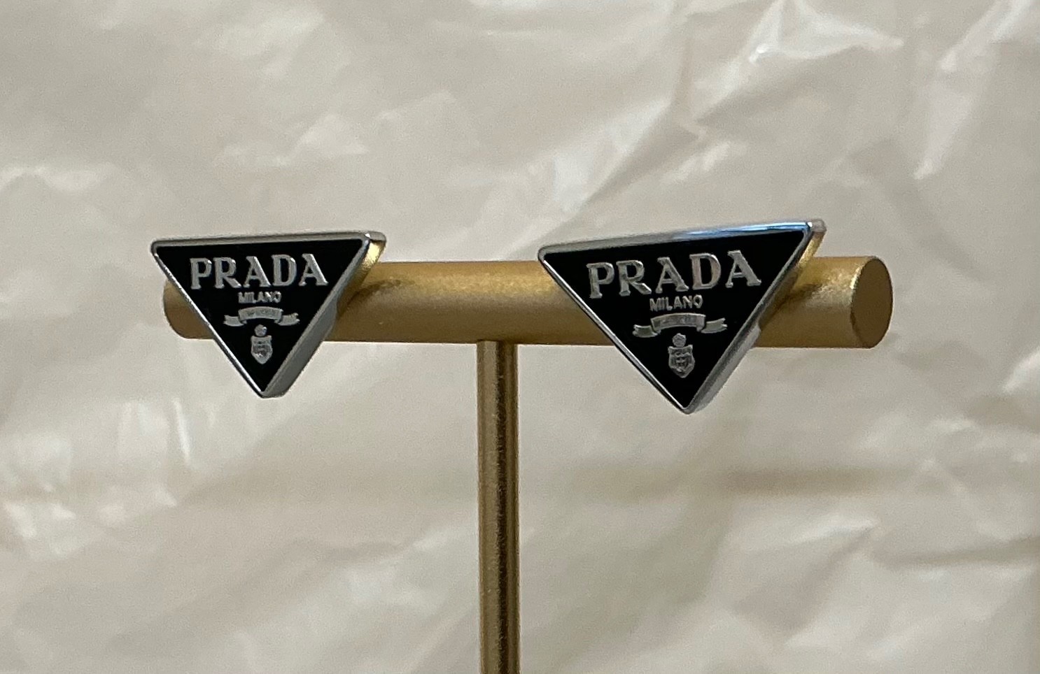 Prada. Triangle Logo stud earrings # 485 thumbnail 2