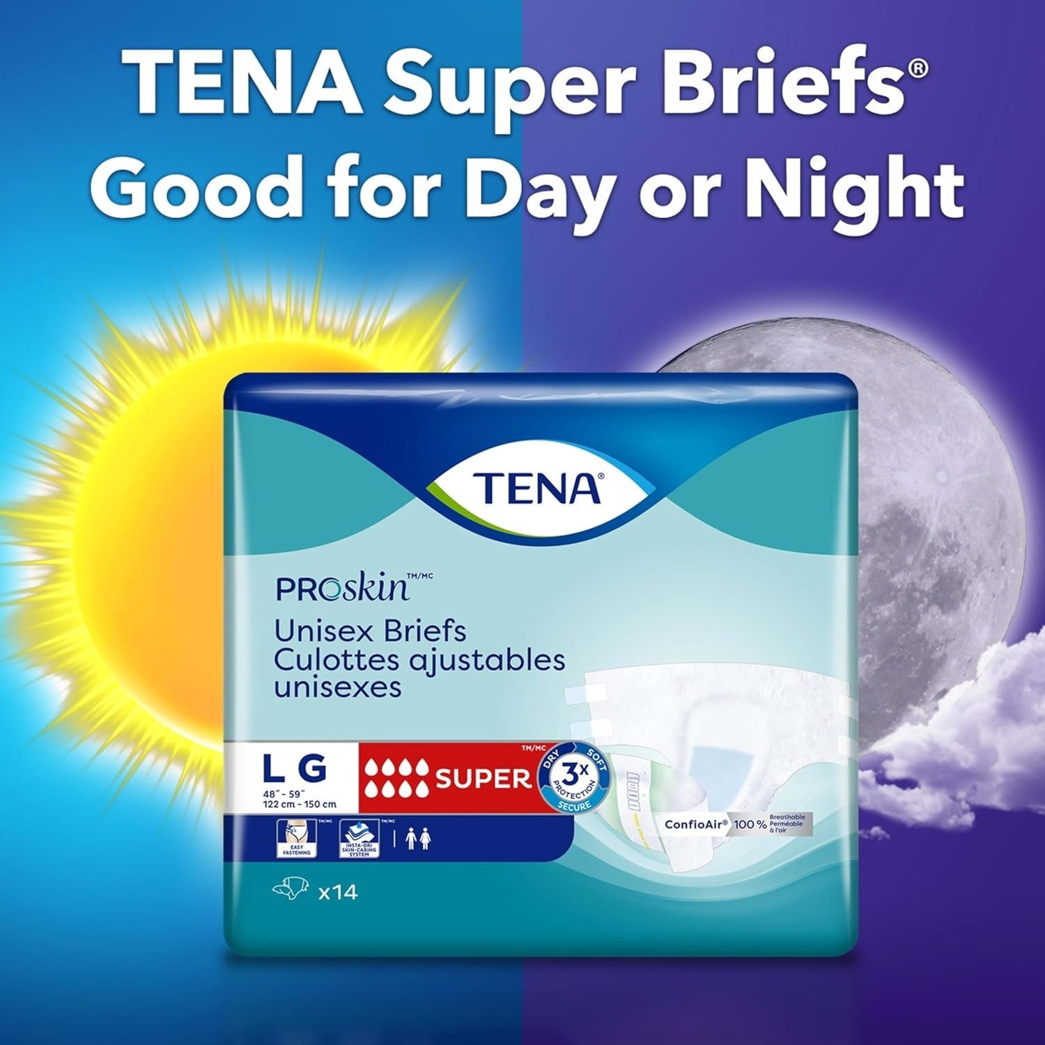 TENA ProSkin Super Incontinence Adult Diapers, Maximum Absorbency,L-*56 COUNT*