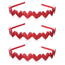 3 PCS Hearts Headband Red Love Heart Sequin Hair Accessories Girls Women Gift