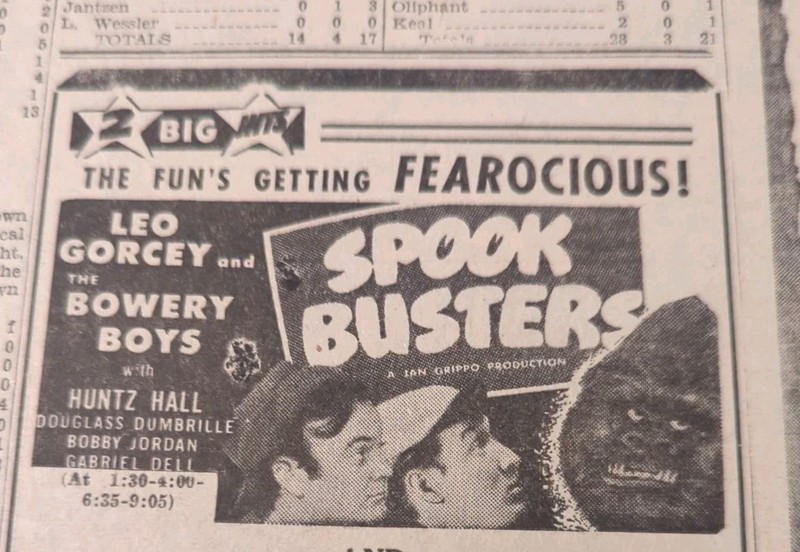 JAN 18, 1947 NEWSPAPER PAGE #2609-  THE BOWERY BOYS IN "SPOOK BUSTERS" MOVIE AD 