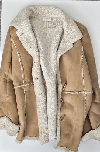 Liz Claiborne Faux Suede Shearling Cottage Cozy Jacket