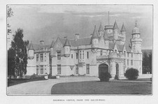BALMORAL CASTLE From the South West, Aberdeenshire - Antique Print 1902