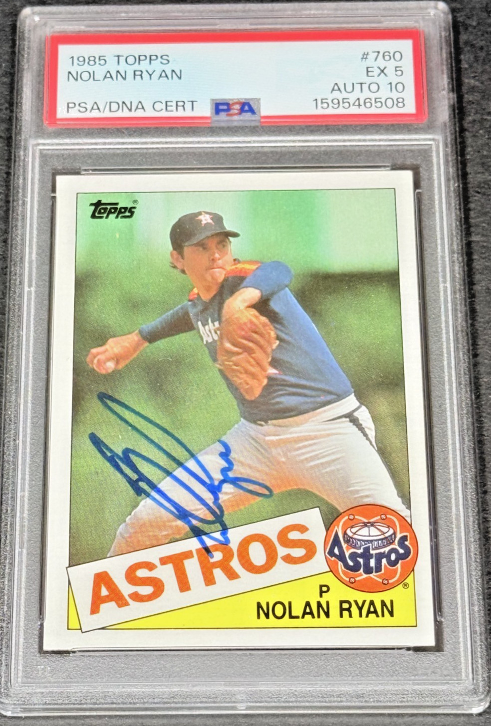 1985 TOPPS NOLN RYAN AUTHENTIC AUTOGRAPH PSA/DNA CERT. PSA AUTO 10
