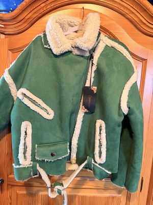 Copperose, Designer Jacke, grün, Wildlederoptik, gefüttert, Damen, Größe 38-42