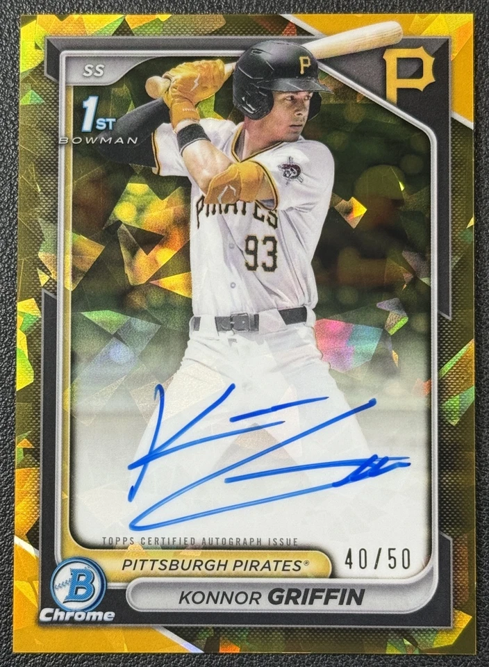 KONNOR GRIFFIN 2024 BOWMAN DRAFT SAPPHIRE CHROME GOLD REFRACTOR AUTO 1ST 40/50