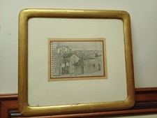 CAMILLO RHO DISEGNO A MATITA "CASE DI PAESE" CON AUTENTICA GALLERIA FOGLIATO 