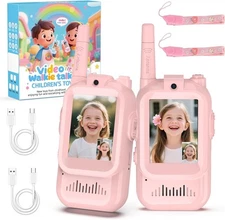 2 Pack Rechargeable Kids Video Walkie Talkies - Camping/Hiking Toys Ages 3-12