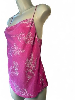ASTR The Label Pink Satin Floral Crop Cami Top Y2K Medium