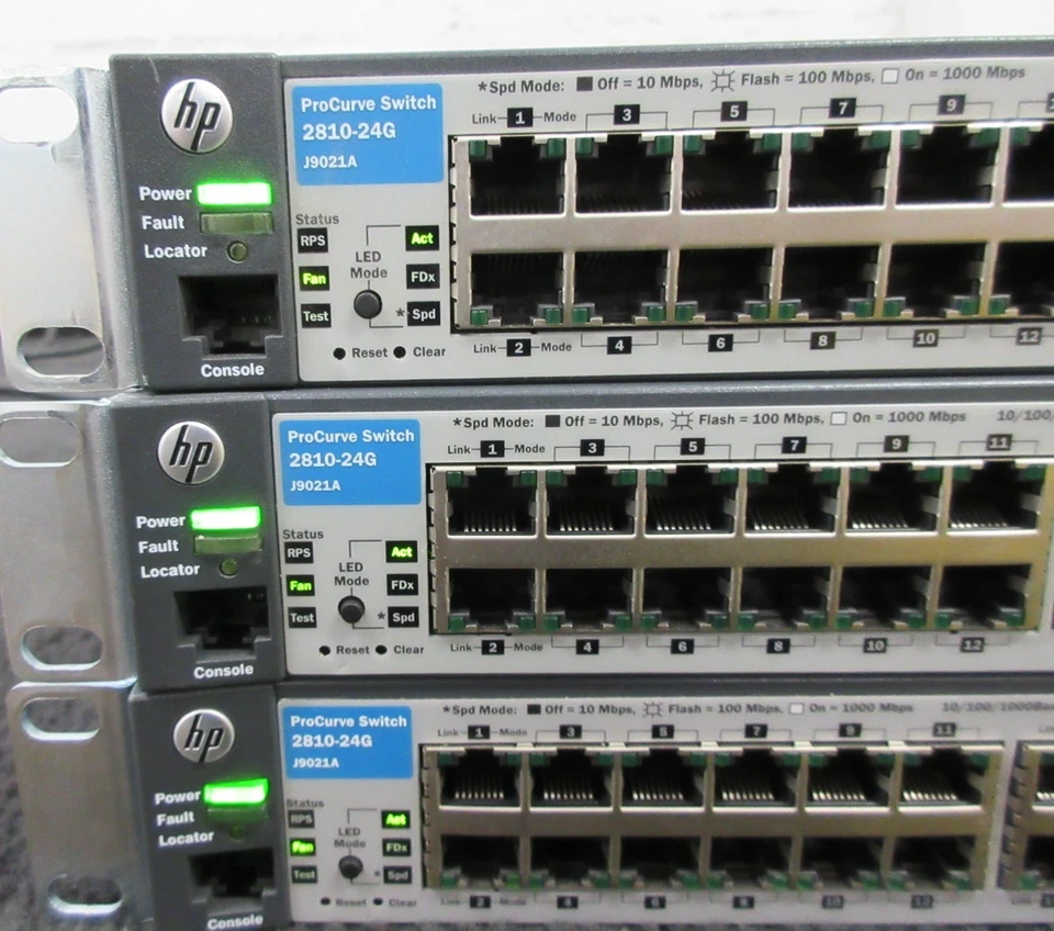 LOTE DE 3 HP J9021A ProCurve 2810-24G Conmutador de Red Gigabit 24 Puertos Foto 3 de 4