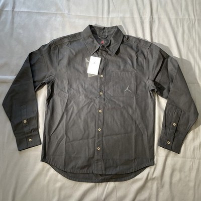 Nike Air Jordan Essential Statement Button Down Shirt Black FV7446-010 Mens Sz S