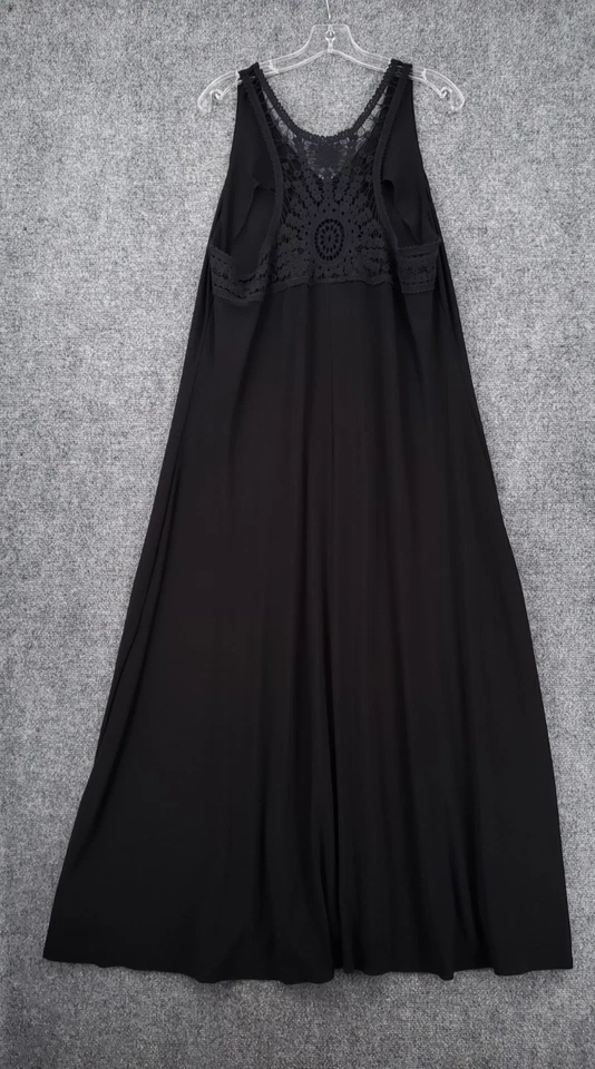 Vestido Lane Bryant Feminino 18 20 Plus Preto Maxi Manga Longa Swing Crochê Renda - Imagem 2 de 4